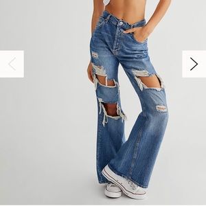 Free People ripped flare highwaisted jeans